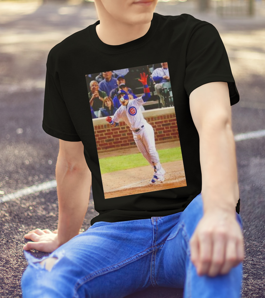 Javy Baez Chicago Cubs Blows A Bubble Hitting Second Home Run Baseball Action T-Shirt