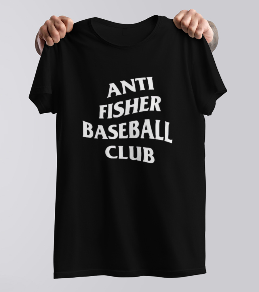 Anti Fisher Baseball Club Statement Typography T-Shirt