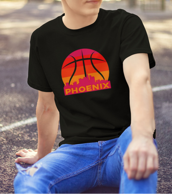 Phoenix City Skyline Basketball Sunset T-Shirt