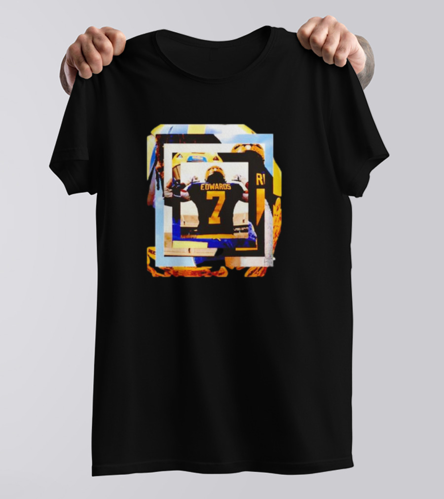 Michigan Wolverines Donovan Edwards Number 7 Football Collage T-Shirt