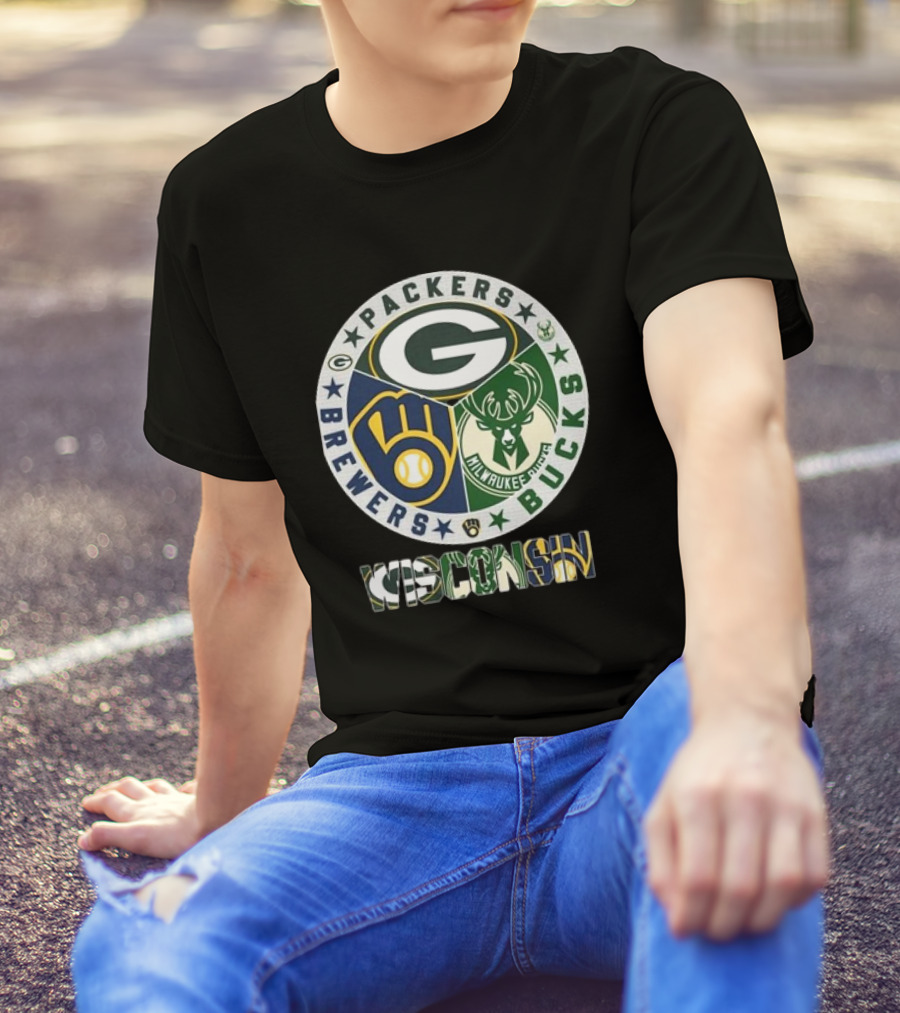 Green Bay Packers Milwaukee Brewers Milwaukee Bucks Wisconsin T-Shirt