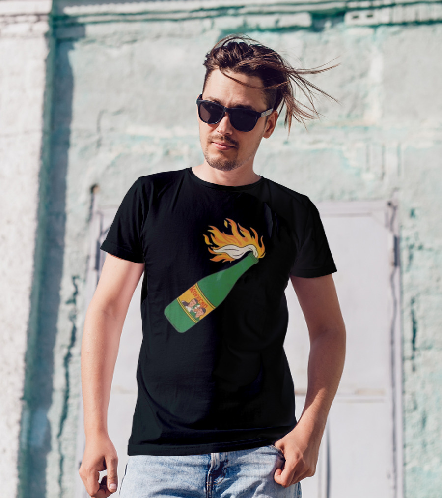 Kneecap Flaming Buckfast Molotov Bottle Green T-Shirt