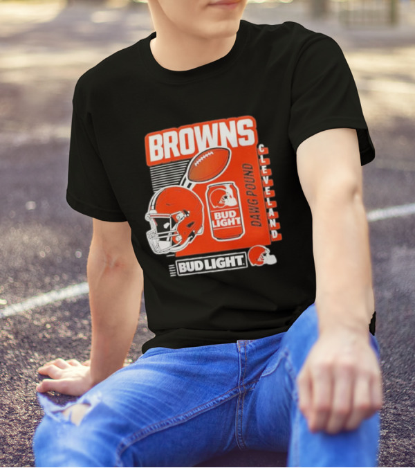 Browns Cleveland Bud Light Dawg Pound Football Helmet T-Shirt