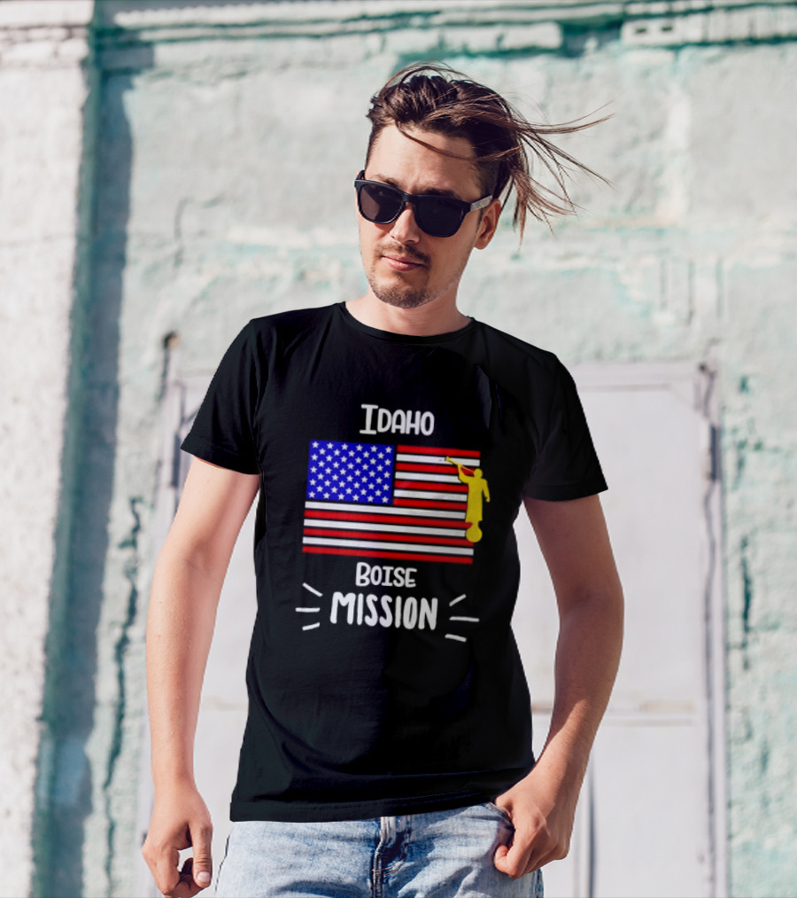 Idaho Boise Mission US Flag With Angel Moroni T-Shirt