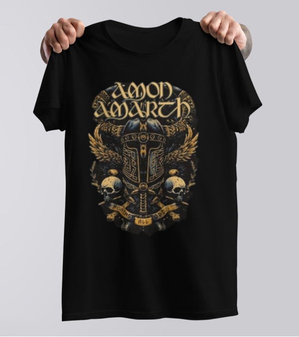 Amon Amarth Against All Odds Viking Helmet And Skull Wing Armor T-Shirt