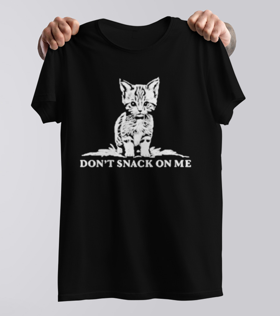 Cat With 'Don't Snack On Me' Text T-Shirt