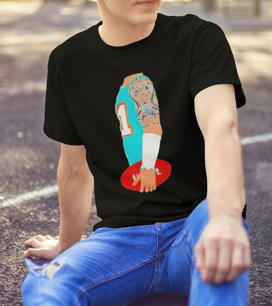 Tua Tagovailoa Football Arm Miami Dolphins Number 1 T-Shirt