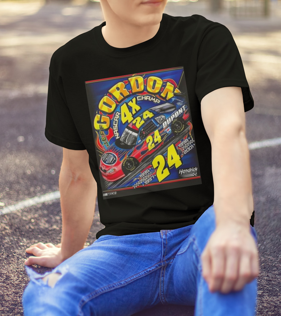 Jeff Gordon #24 Dupont NASCAR 4X Champ 1995-1997-1998-2001 Hendrick Racing T-Shirt