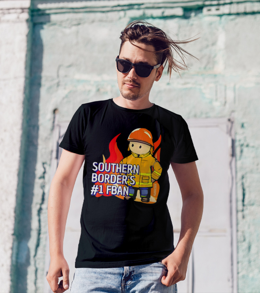 Southern Border's #1 FBAN Firefighter Cartoon Flames T-Shirt