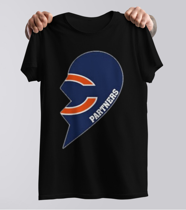 Chicago Bears Logo Partners Half Heart T-Shirt
