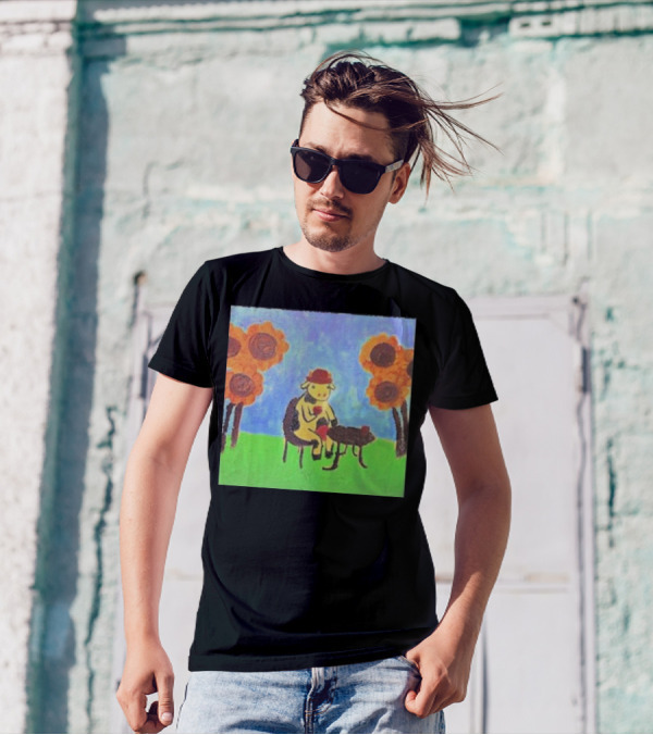 Leanbeeftees Tea Time Cow In Hat With Sunflowers T-Shirt