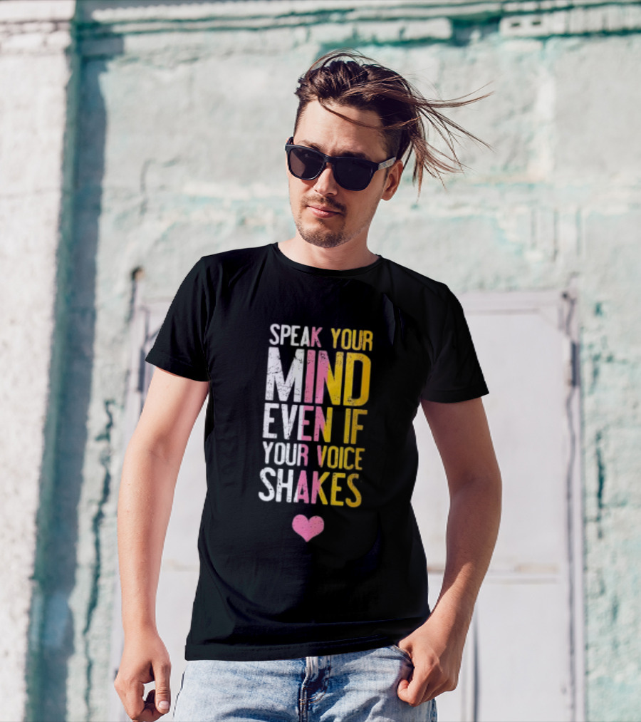 Speak Your Mind Even If Your Voice Shakes RBG Retro Heart T-Shirt