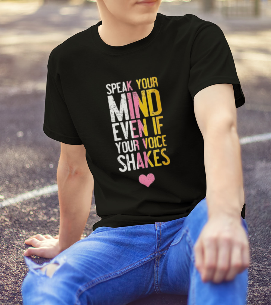 Speak Your Mind Even If Your Voice Shakes RBG Retro Heart T-Shirt