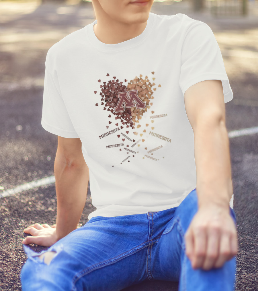 Heart Of Minnesota Golden Gopher With Maroon Gold M Hearts T-Shirt