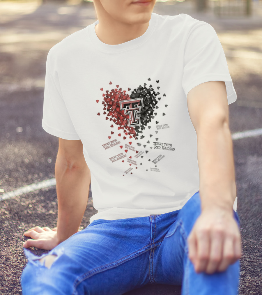 Heart Of Texas Tech Red Raiders With Iconic Double T Logo And Hearts T-Shirt