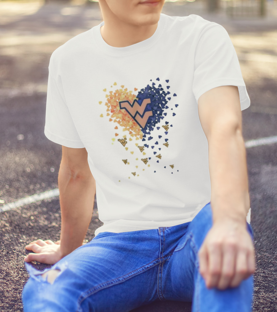 Heart Full Of West Virginia Mountaineers WV Logo And Colorful Hearts T-Shirt