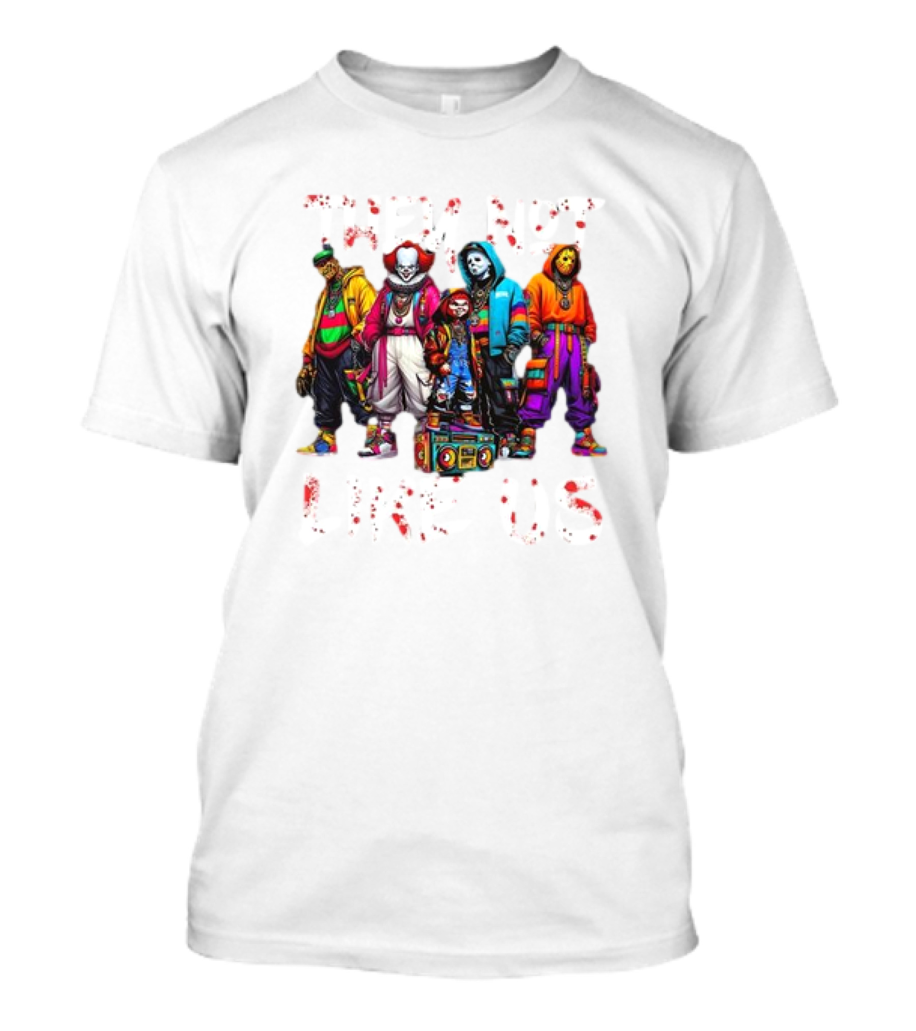 Horror Movie Characters They Not Like Us Halloween T-Shirt