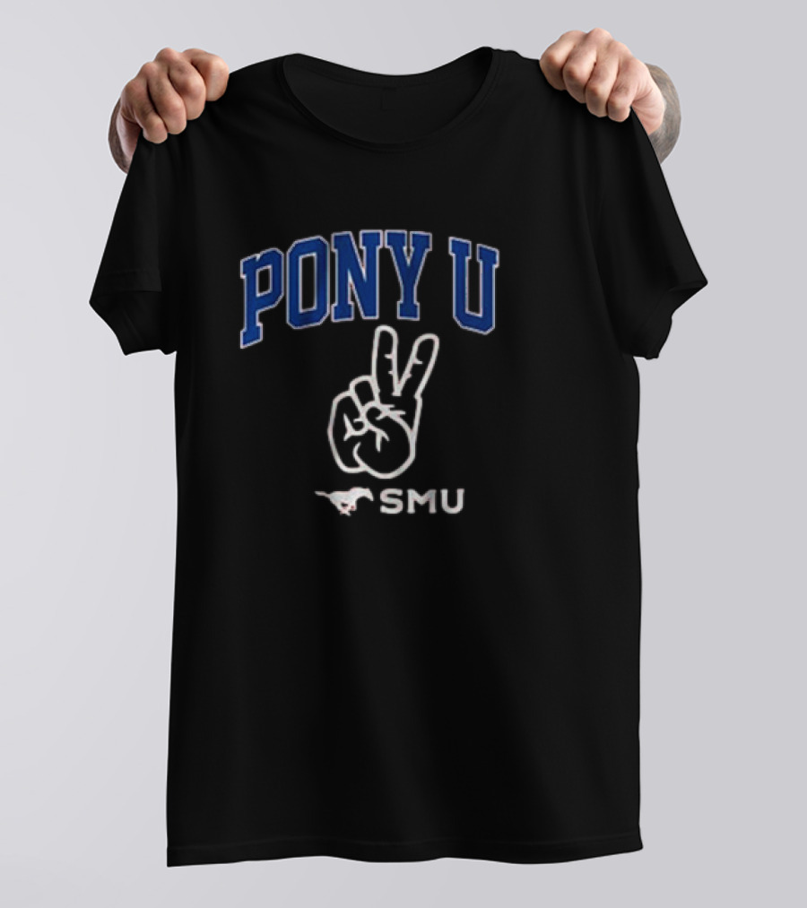 PONY U SMU Peace Sign With Mustang T-Shirt
