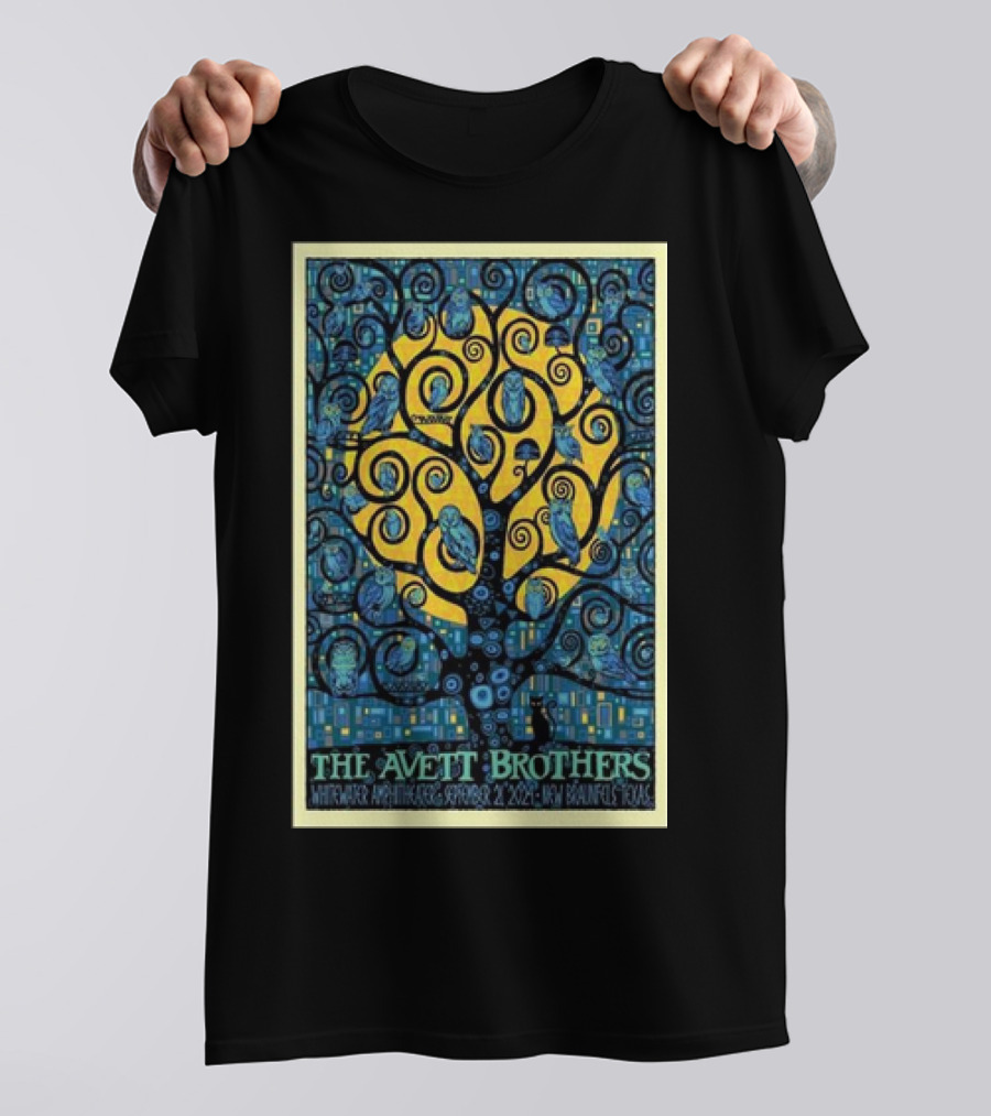 The Avett Brothers Whitewater Amphitheater September 21 2024 New Braunfels TX Tour Poster Design Tree Motif T-Shirt