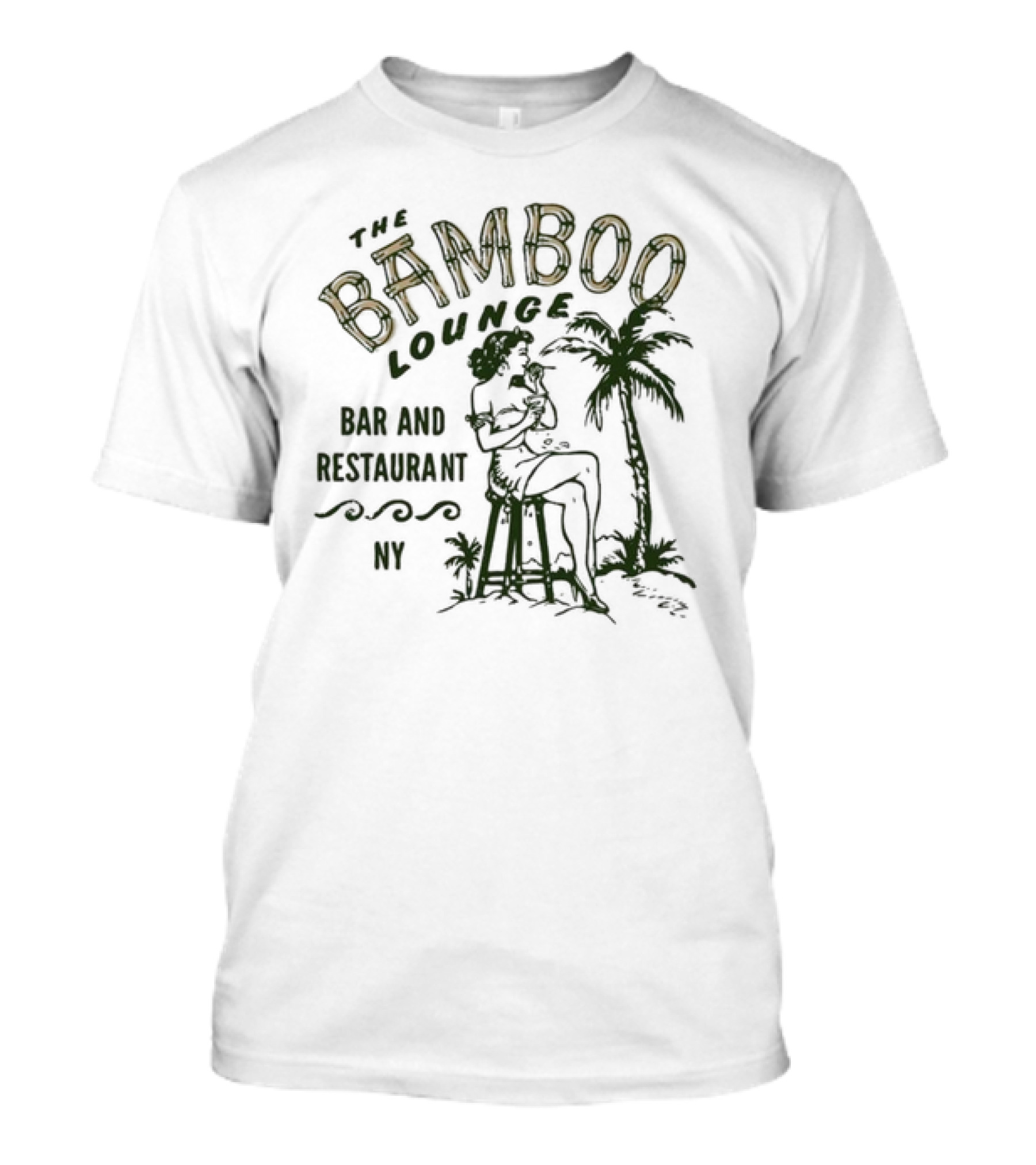 The Bamboo Lounge NY Bar Restaurant Vintage Tropical Scene T-Shirt