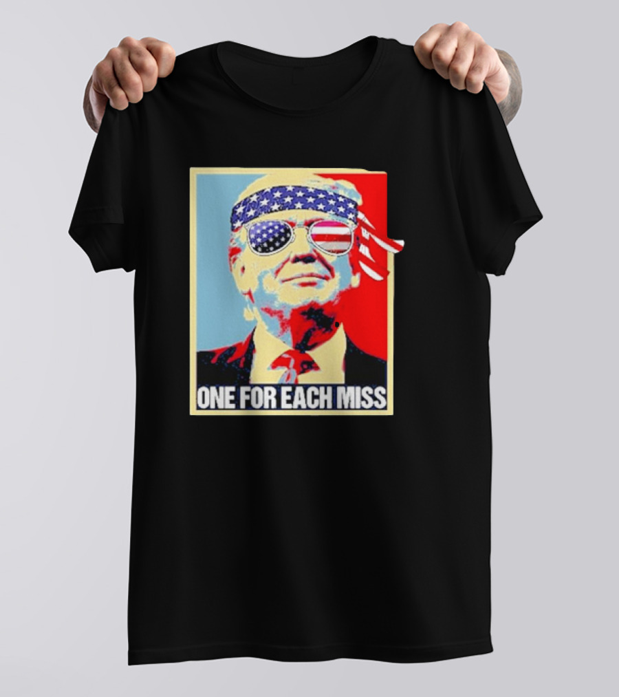 One For Each Miss Trump With American Flag Bandana And Sunglasses T-Shirt