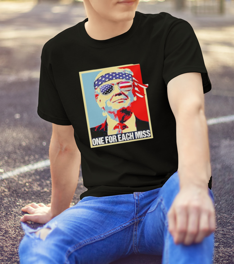 One For Each Miss Trump With American Flag Bandana And Sunglasses T-Shirt