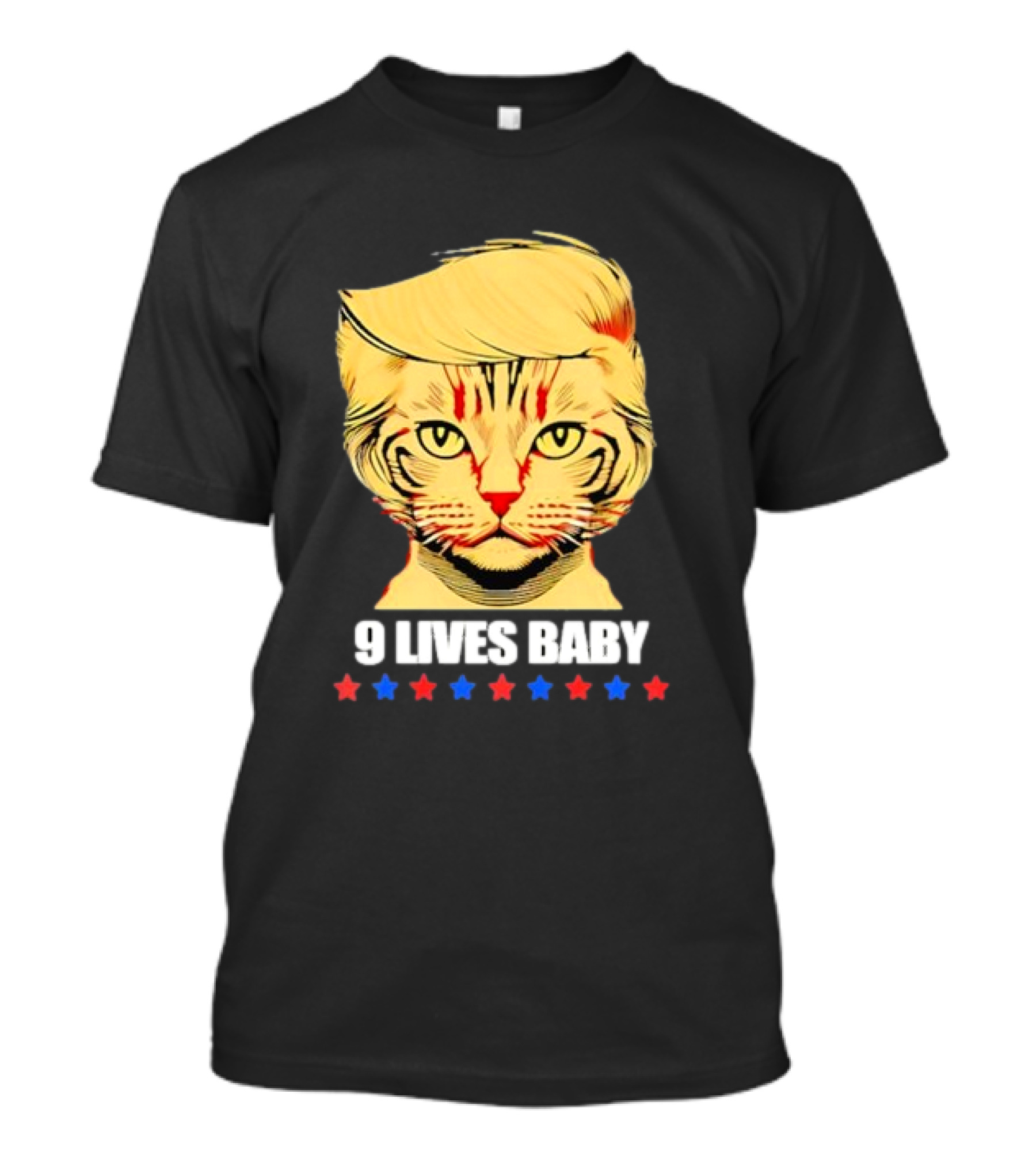 9 Lives Baby Trump Maga Cat Stars T-Shirt