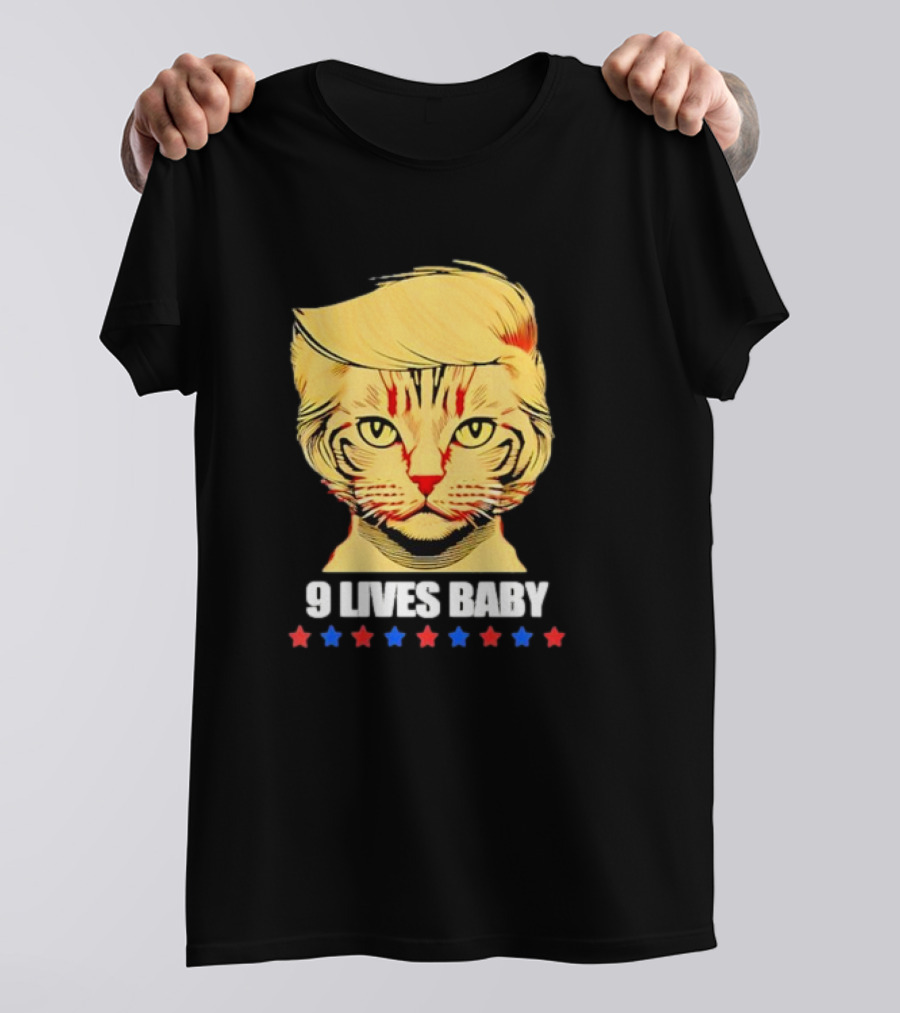 9 Lives Baby Trump Maga Cat Stars T-Shirt