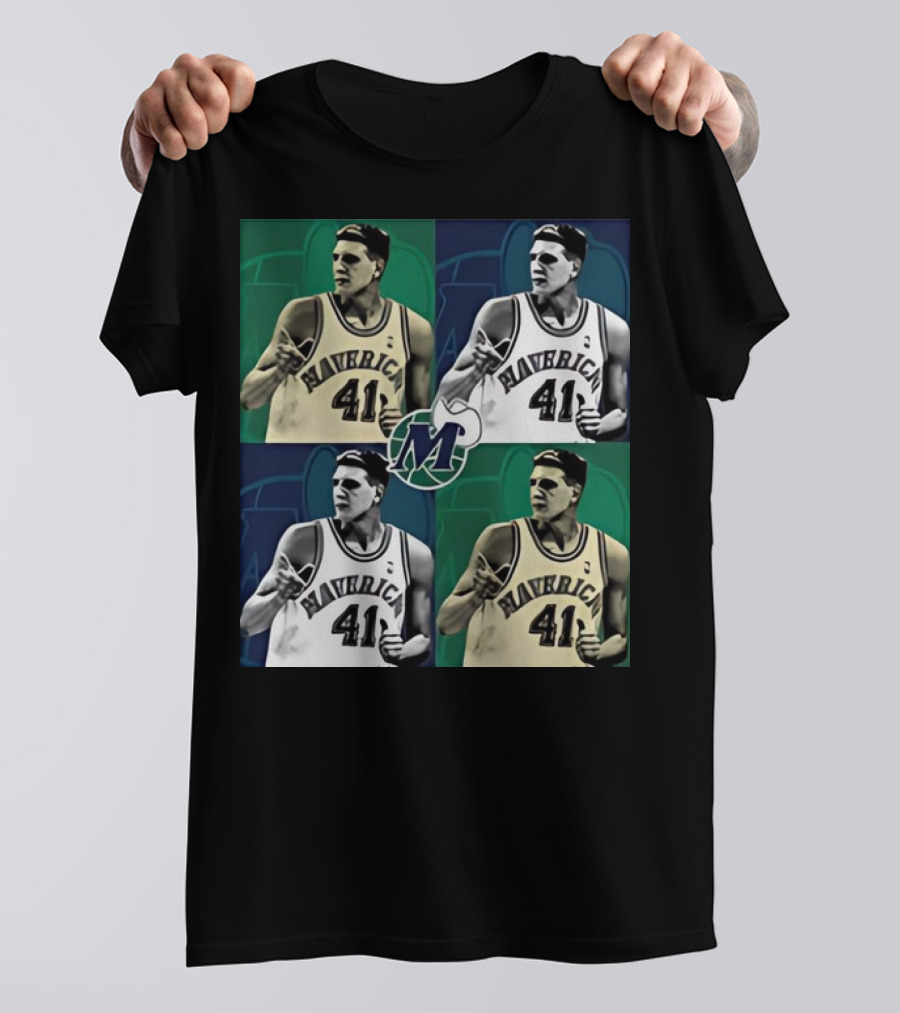 Dirk Nowitzki Mavericks 41 Retro Pop Art Style Basketball Legend T-Shirt