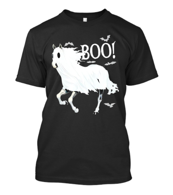Ghost Horse Boo Halloween Bats Spooky T-Shirt