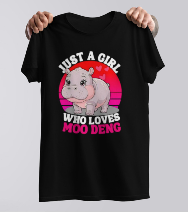 Just A Girl Who Loves Moo Deng Cute Baby Hippo Retro T-Shirt