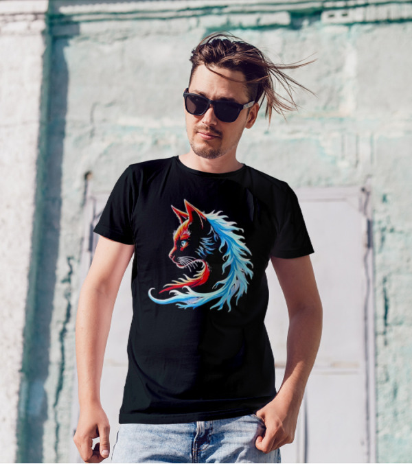 Retro Blue Cat Wave Cat Ladies Cat Lover T-Shirt