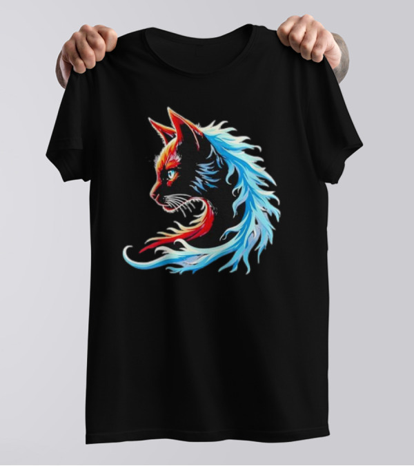 Retro Blue Cat Wave Cat Ladies Cat Lover T-Shirt