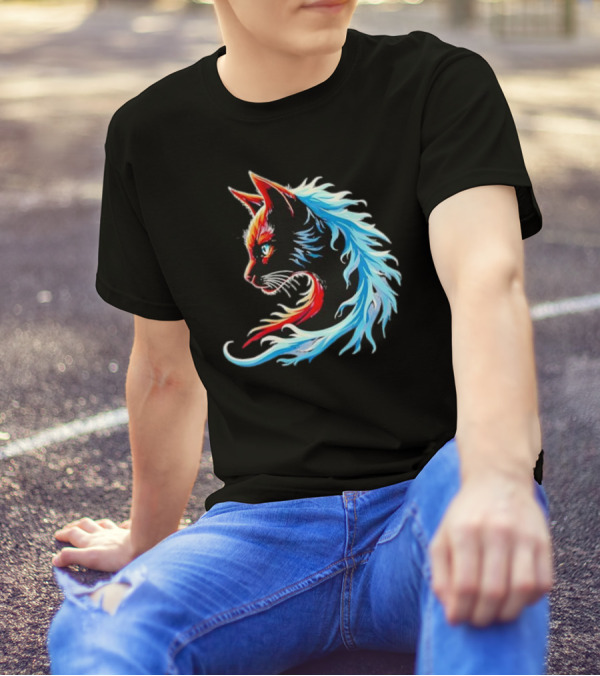 Retro Blue Cat Wave Cat Ladies Cat Lover T-Shirt