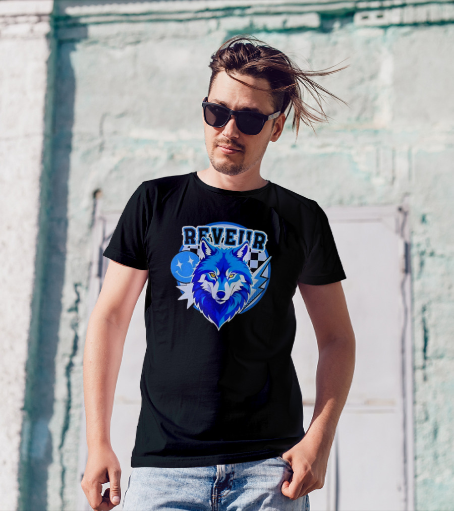 Reveur Blue Wolf Checkered Dreamers Emblem T-Shirt