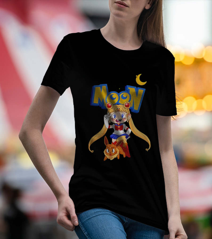 Sailor Moon Pokemon Mashup With Cartoon Sailormon And Eevee Moon T-Shirt