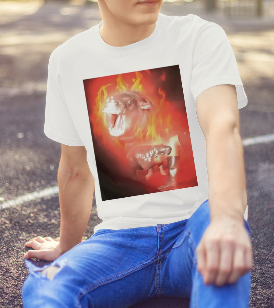 Moo Deng Bouncy Pig Thai Fire Cute Baby Hippo T-Shirt