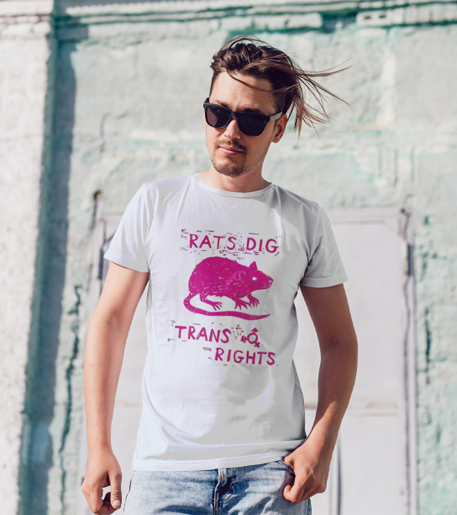 Rats Dig Trans Rights Retro Pink Rat T-Shirt