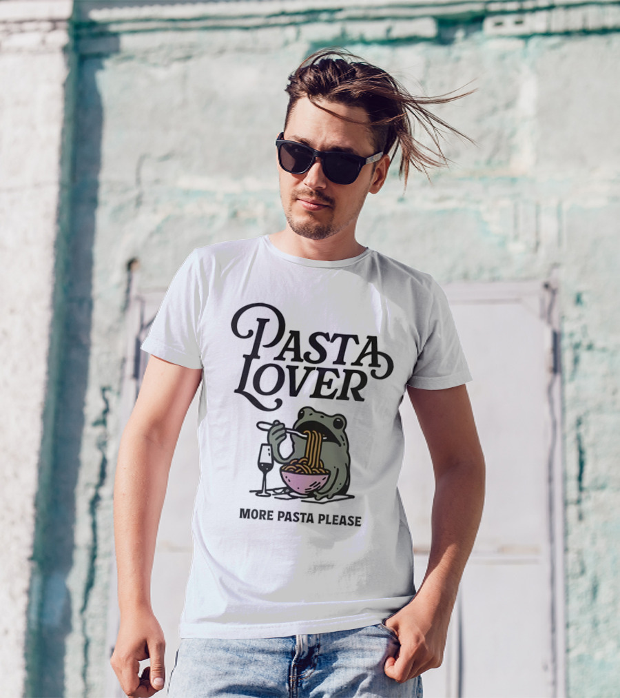 Pasta Lover Frog Enjoying More Pasta Please T-Shirt