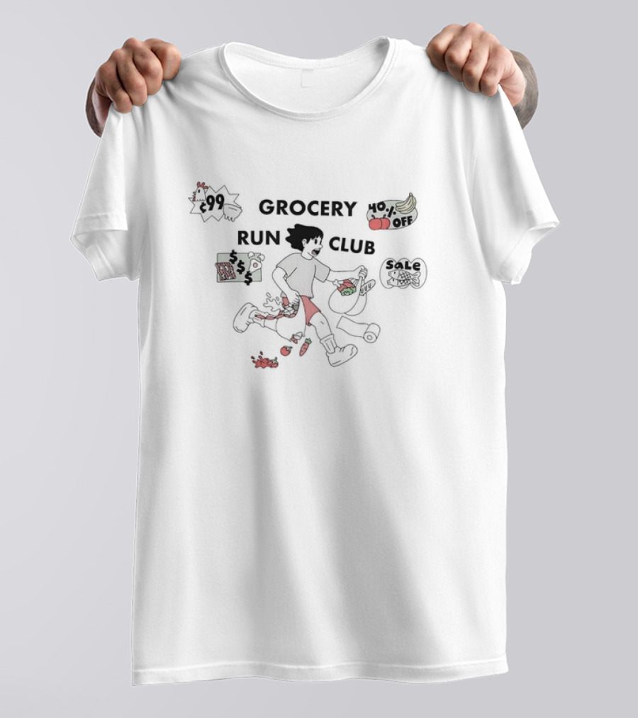 Grocery Run Club Cartoon Illustration 99 Sale Poster Half Off Groceries T-Shirt