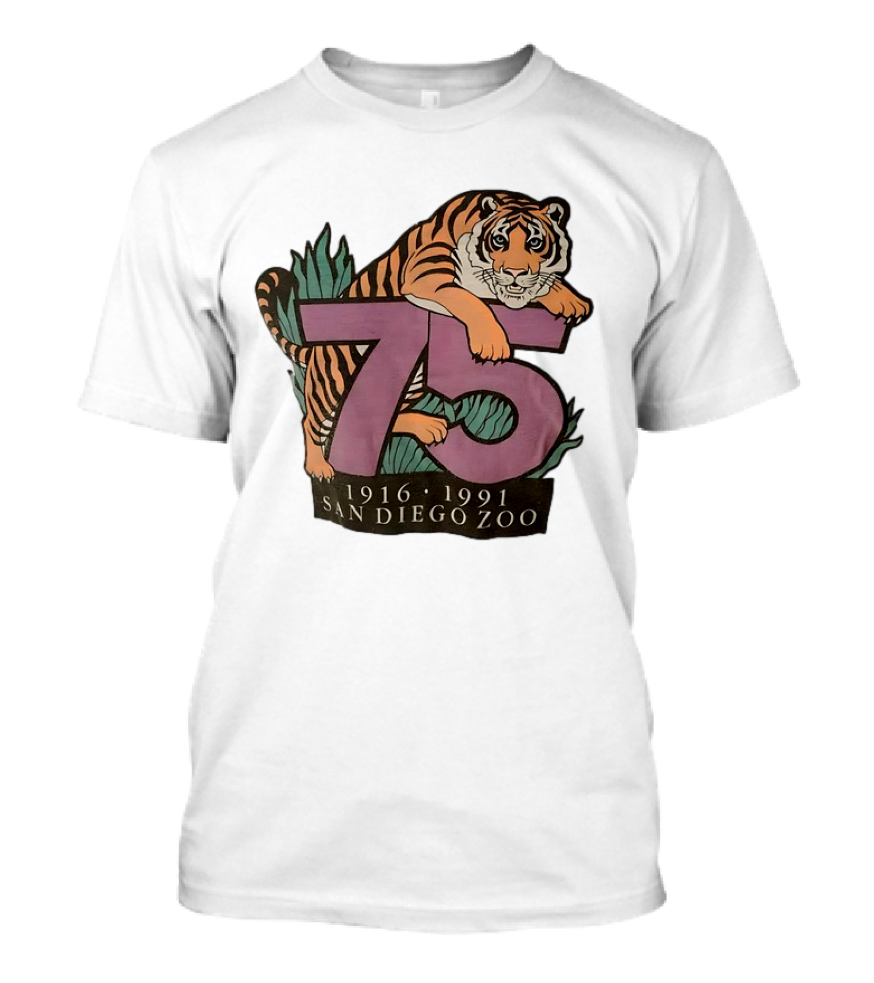 Tiger 75th Anniversary 1916 1991 San Diego Zoo T-Shirt
