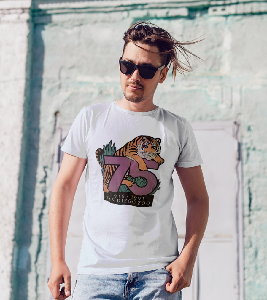 Tiger 75th Anniversary 1916 1991 San Diego Zoo T-Shirt