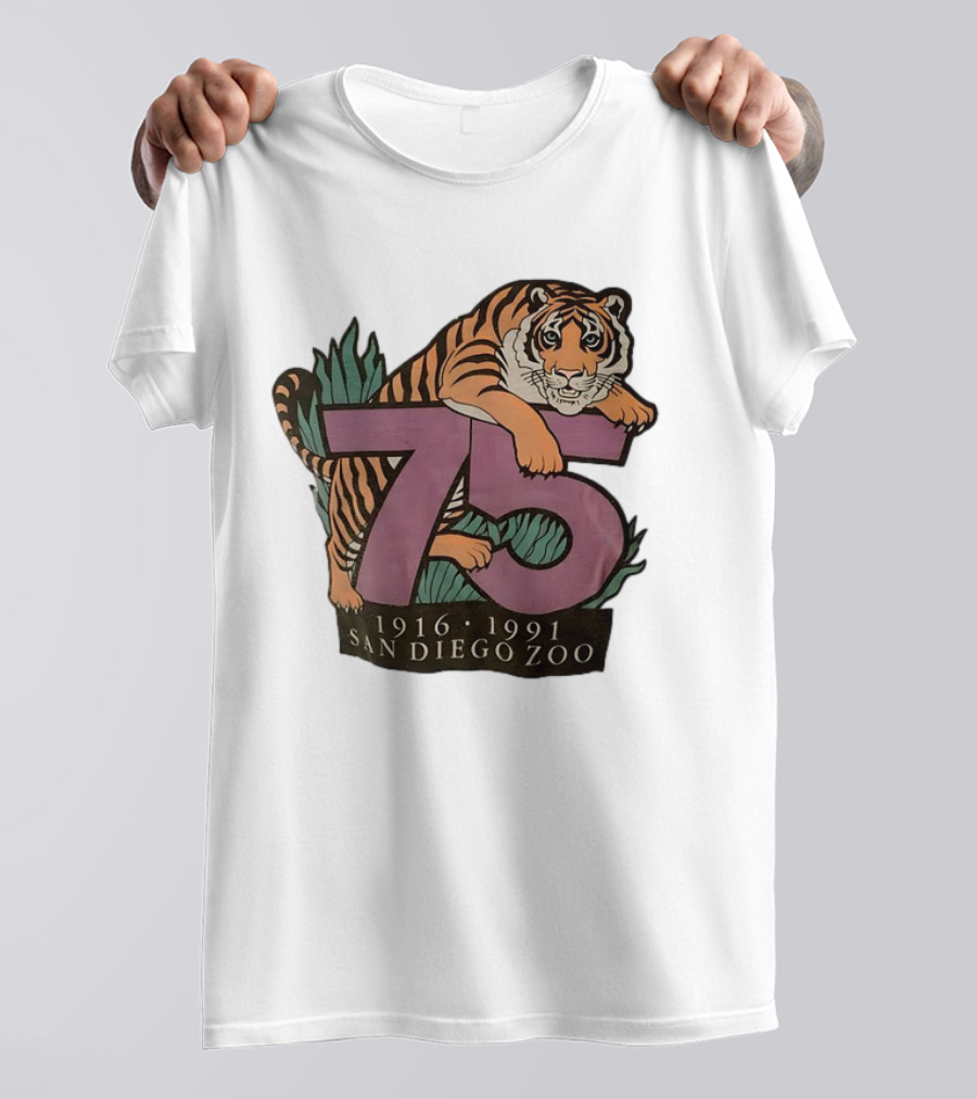 Tiger 75th Anniversary 1916 1991 San Diego Zoo T-Shirt