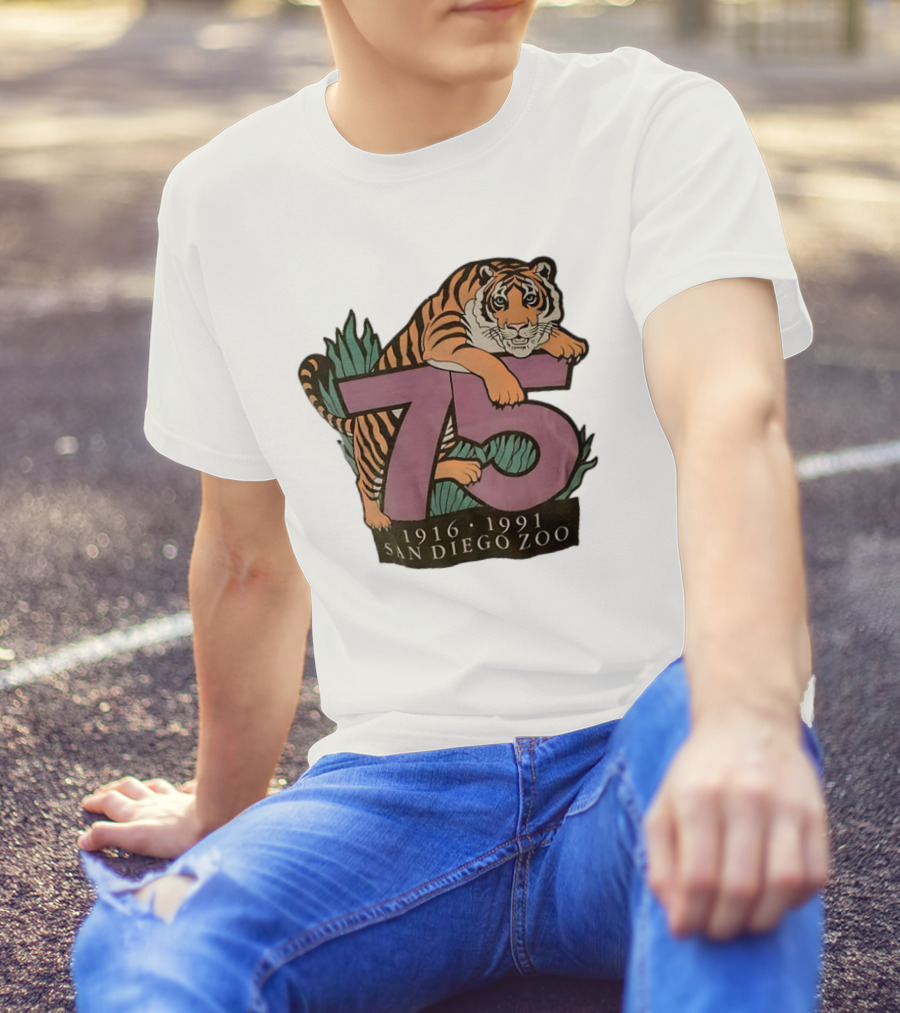 Tiger 75th Anniversary 1916 1991 San Diego Zoo T-Shirt