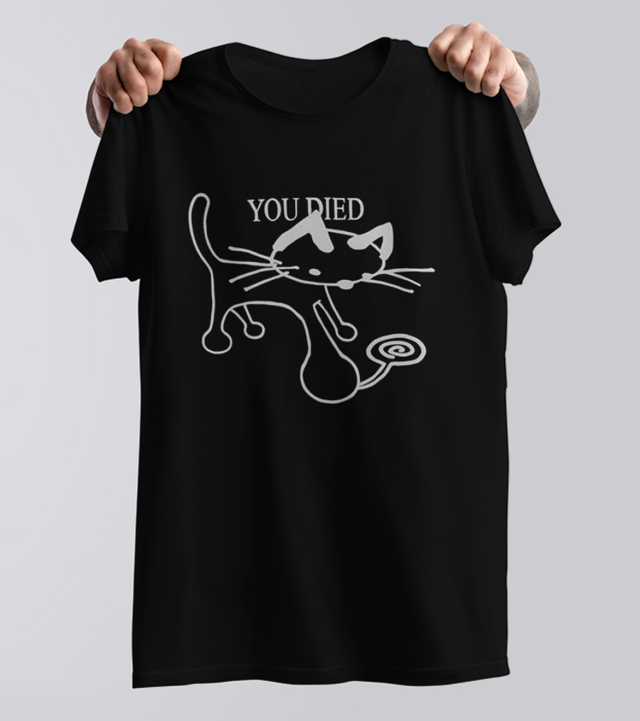 YOU DIED Cat Meme Dark Souls Humor T-Shirt