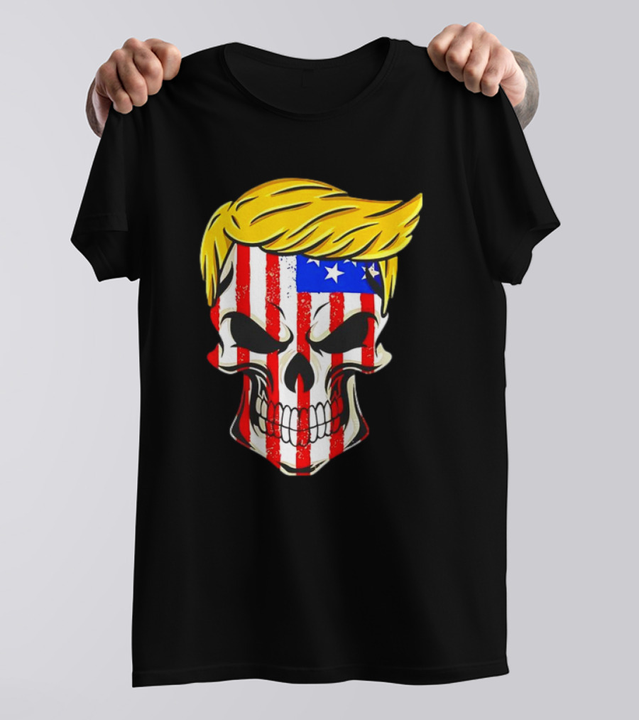 Donald Trump Skull With American Flag T-Shirt