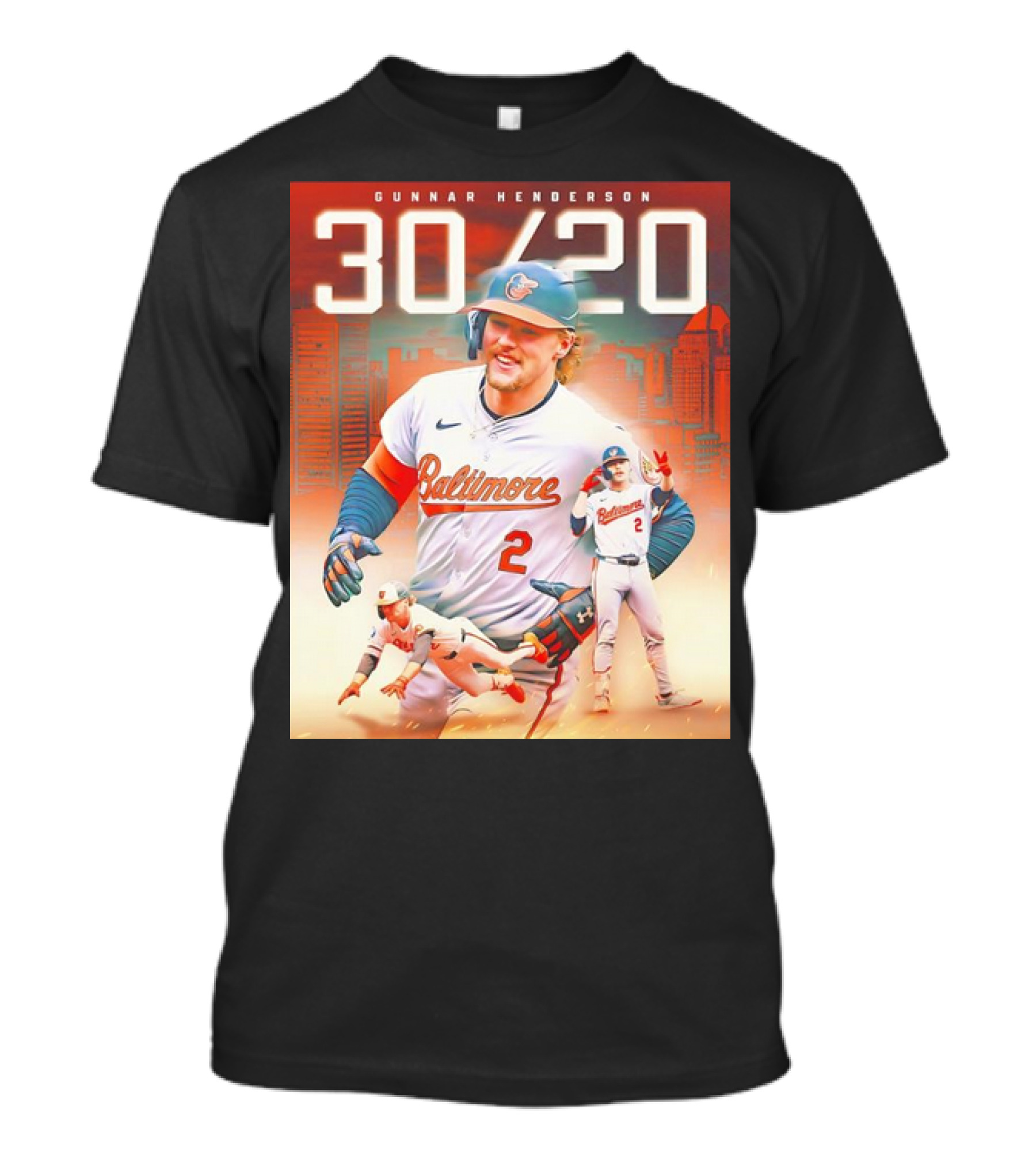 Gunnar Henderson Baltimore Orioles 30/20 First Career Milestone T-Shirt