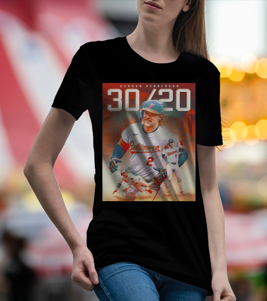 Gunnar Henderson Baltimore Orioles 30/20 First Career Milestone T-Shirt