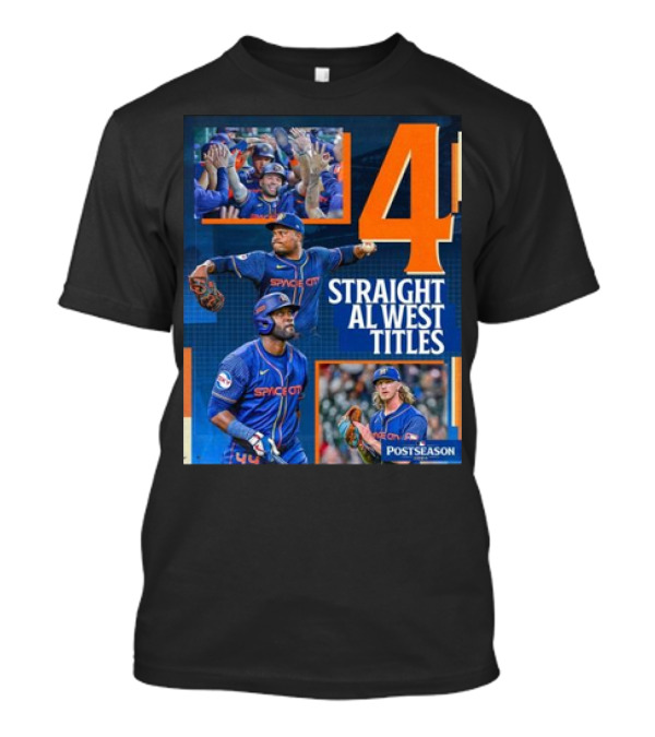 4 Straight AL West Titles Houston Astros Space City Postseason T-Shirt