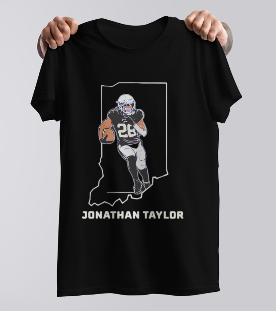Jonathan Taylor Indianapolis Colts State Outline Vintage 28 T-Shirt